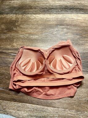 Rust Orange Padded Cami Crop Top Built-In Bra Y2K Basic Size L
